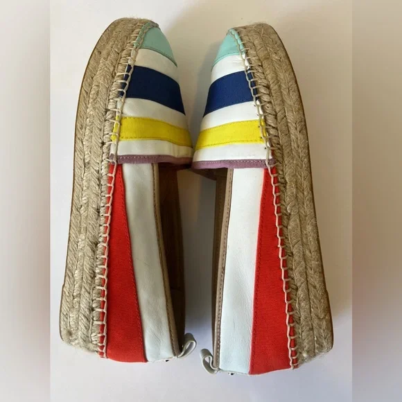 Kate Spade Leena Rainbow Striped Lace up Espadrilles Platform Flats Size 8 M - Picture 8 of 11